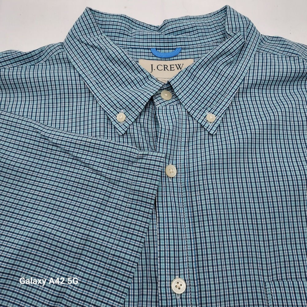 J Crew Mens Button Down Shirt Plaid Short Sleeve Casual Button Up XL